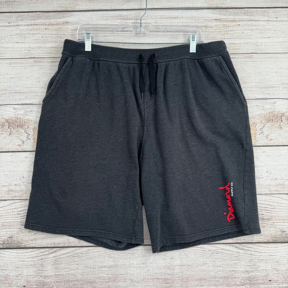 Diamond‎ Supply Co Fleece Athletic Shorts Mens XXL Gray Stretch Drawstring